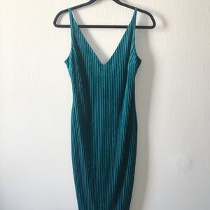 Forever21 Teal Ribbed Velvet Bodycon Dress
